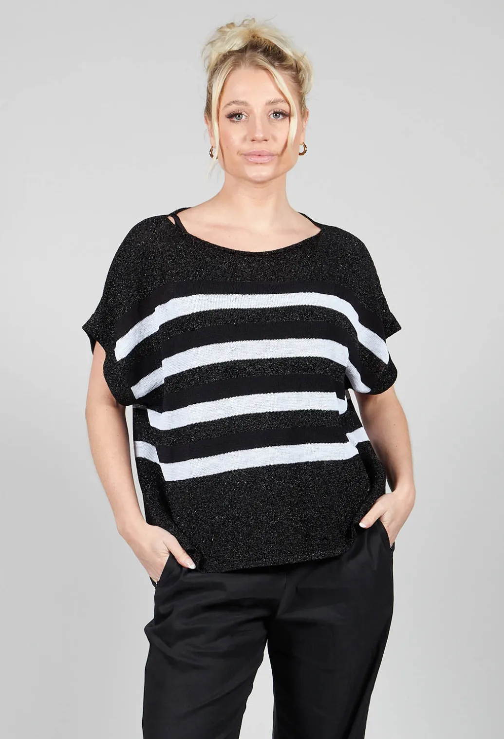 Striped Sweater Vest in Black