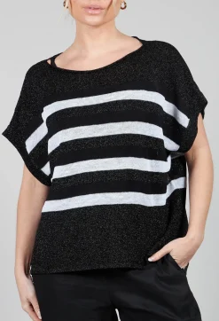 Striped Sweater Vest in Black