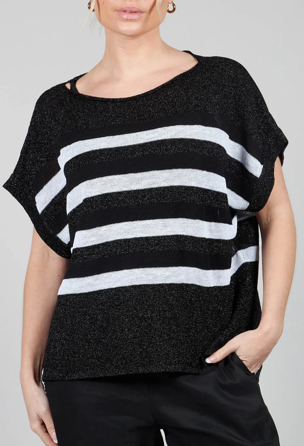 Striped Sweater Vest in Black
