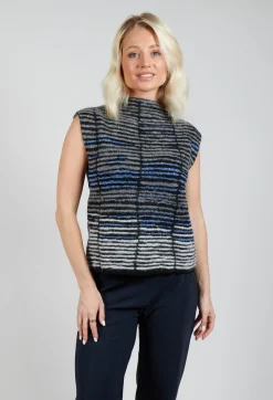 Striped Sweater Vest in Cyan