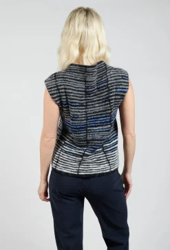 Striped Sweater Vest in Cyan