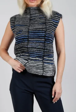 Striped Sweater Vest in Cyan