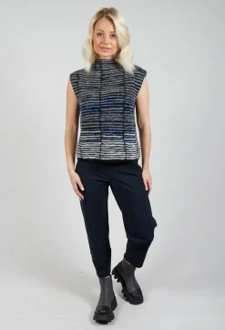 Striped Sweater Vest in Cyan