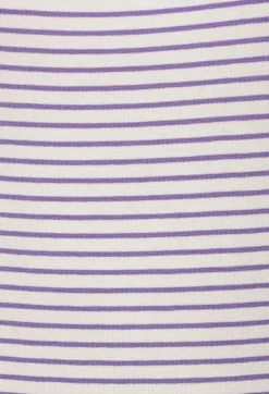 Striped T Shirt with Contrast Neckline in Lilla