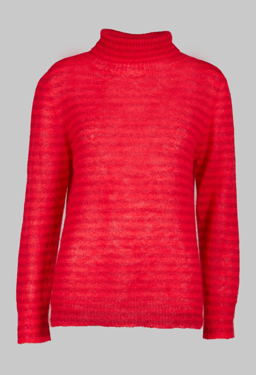 Striped Turtleneck Sweater in Adrenaline Red