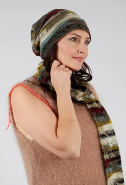 Striped Wool Hat in Taupe