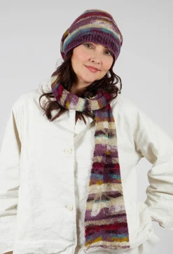 Striped Wool Scarf in Iris