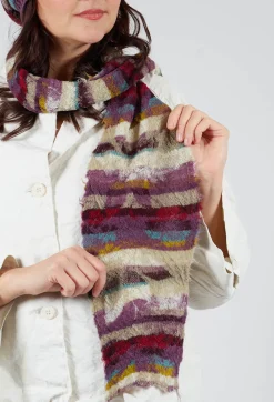 Striped Wool Scarf in Iris