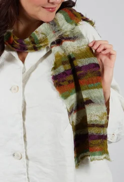 Striped Wool Scarf in Olive