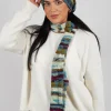Striped Wool Scarf in Turquoise