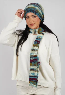 Striped Wool Scarf in Turquoise