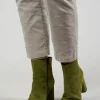Suede Heeled Boot Style Shoe in Olivine