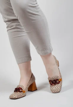 Suin Heel in Brown Print