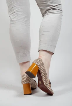 Suin Heel in Brown Print
