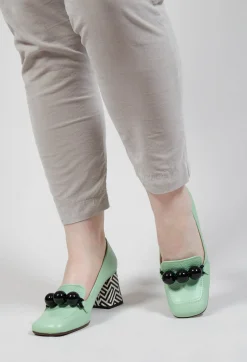 Suleiko Heel in Mint Black and White