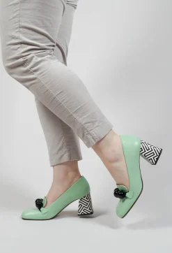 Suleiko Heel in Mint Black and White