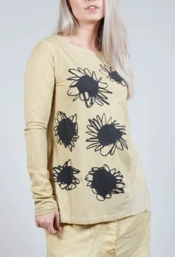 Sunflower Graphic Top in Wax Flock Cloud