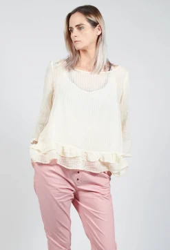 Surcouf Cropped Blouse with Underlay in Powder