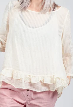 Surcouf Cropped Blouse with Underlay in Powder