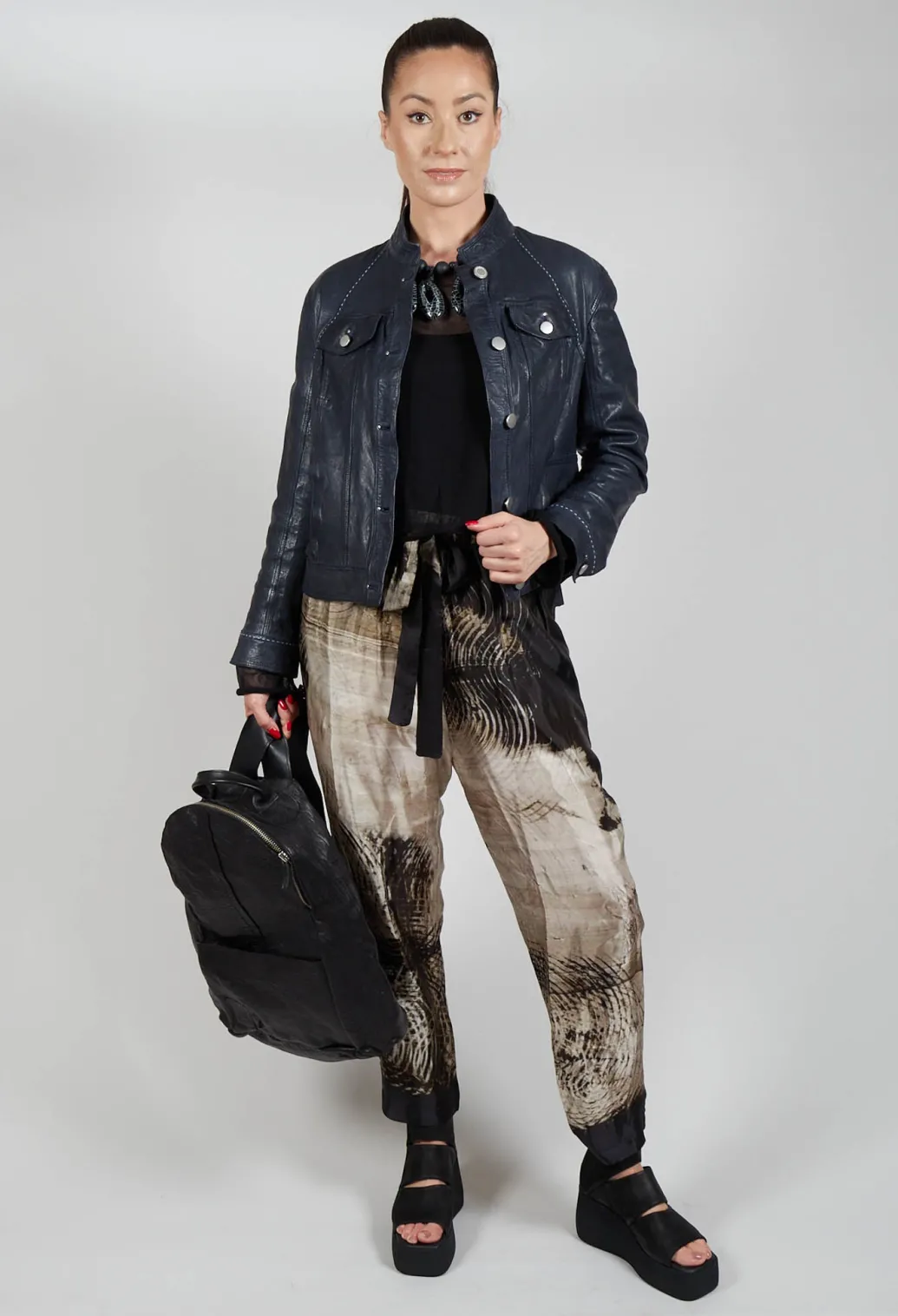Suspense Leather Jacket in Off Black