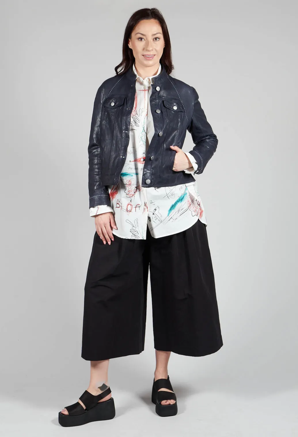 Suspense Leather Jacket in Off Black