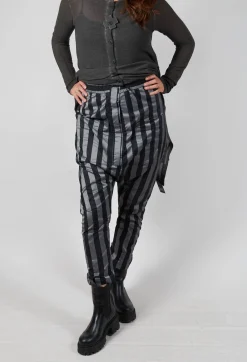 T Pant Drop Crotch Trousers in Stripe