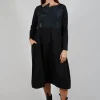 Taffata Front Dress in Black