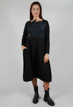 Taffata Front Dress in Black