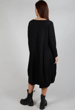 Taffata Front Dress in Black