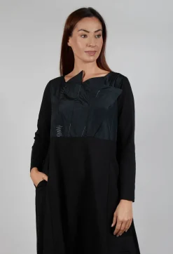 Taffata Front Dress in Black