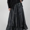 Taffeta Frill Hem Skirt in Obsidian Grey