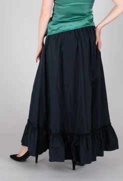 Taffeta Frill Hem Skirt in Black