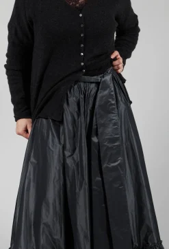 Taffeta Frill Hem Skirt in Obsidian Grey