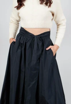 Taffeta Frill Hem Skirt in Black