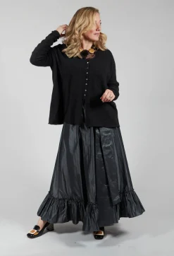 Taffeta Frill Hem Skirt in Obsidian Grey
