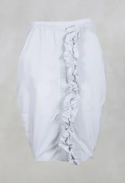 Taffeta Skirt with Ruffle Front in Grey Pinstripe