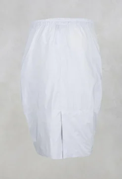 Taffeta Skirt with Ruffle Front in Grey Pinstripe
