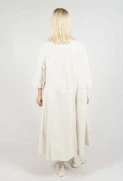 Tailored Collar Dress V in Off White