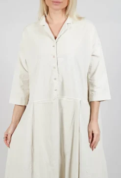 Tailored Collar Dress V in Off White