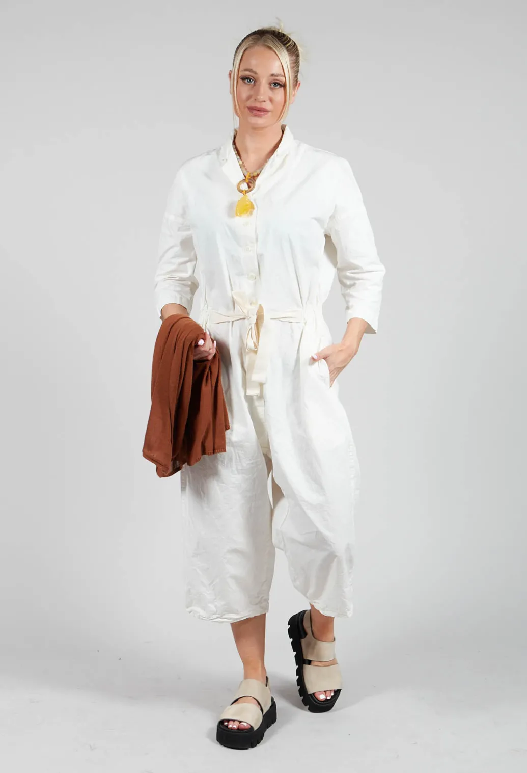 Tailored Collar Jumpsuit CC in White