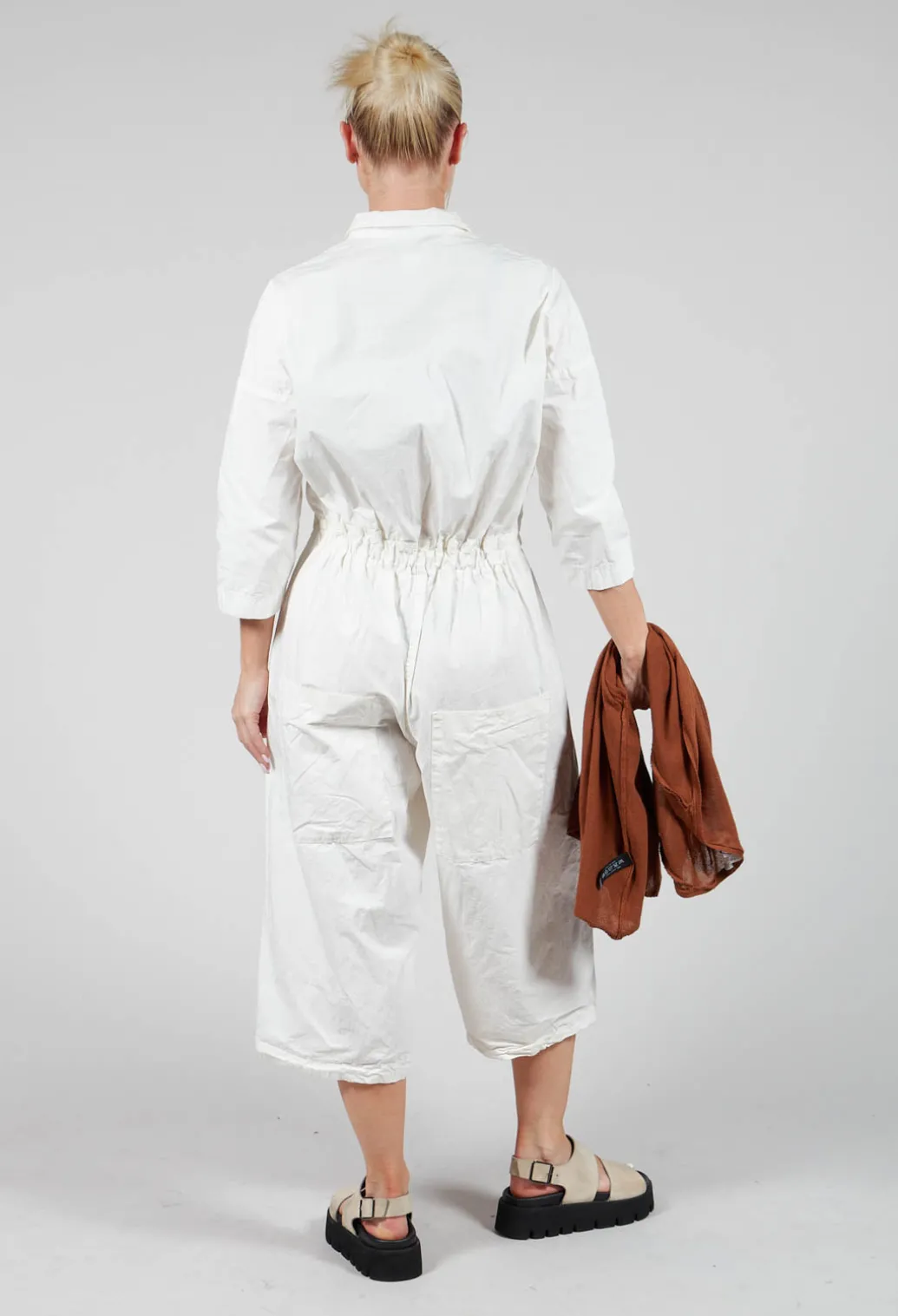 Tailored Collar Jumpsuit CC in White