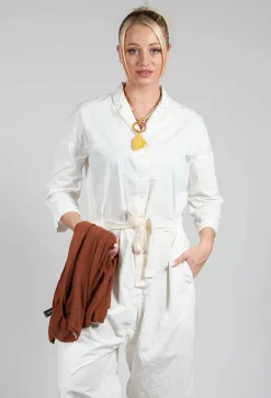 Tailored Collar Jumpsuit CC in White