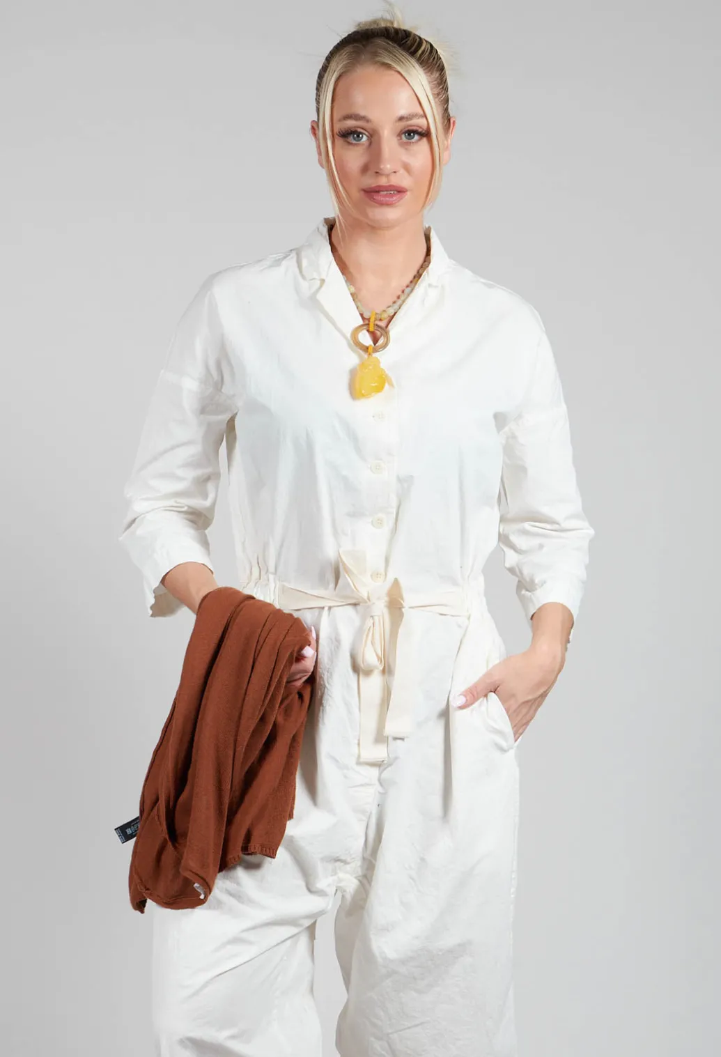 Tailored Collar Jumpsuit CC in White