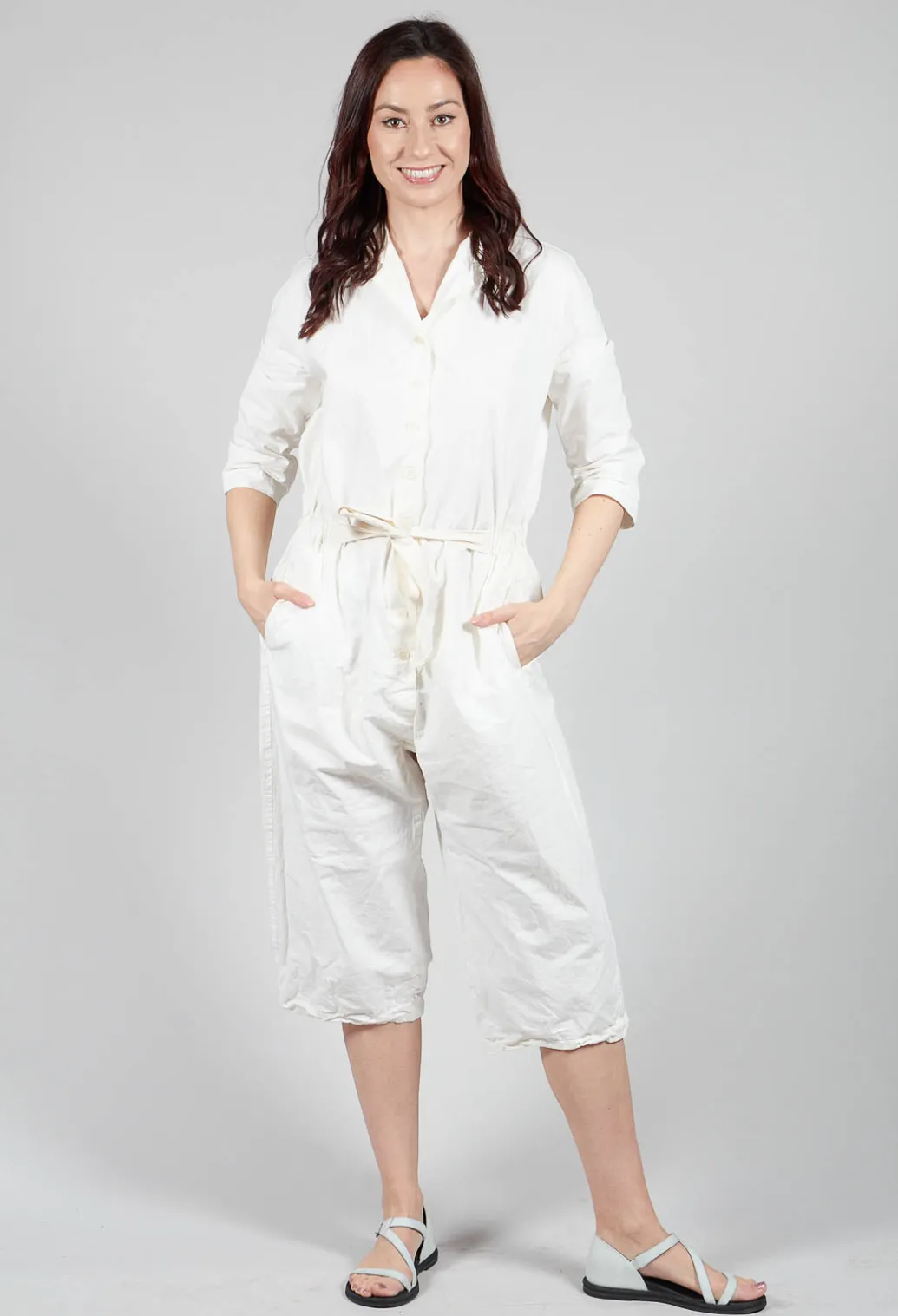 Tailored Collar Jumpsuit CC in White