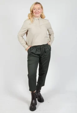Tailored Cropped Trousers in Forest