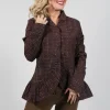 Tailored Jacket with Peplum Hem in Brown Check