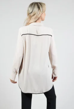 Tailored Shirt with Contrast Piping  in Stone