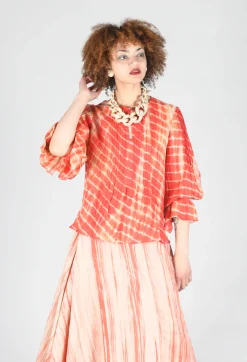 Tana Shirt in Coral and Cream