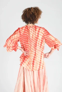 Tana Shirt in Coral and Cream