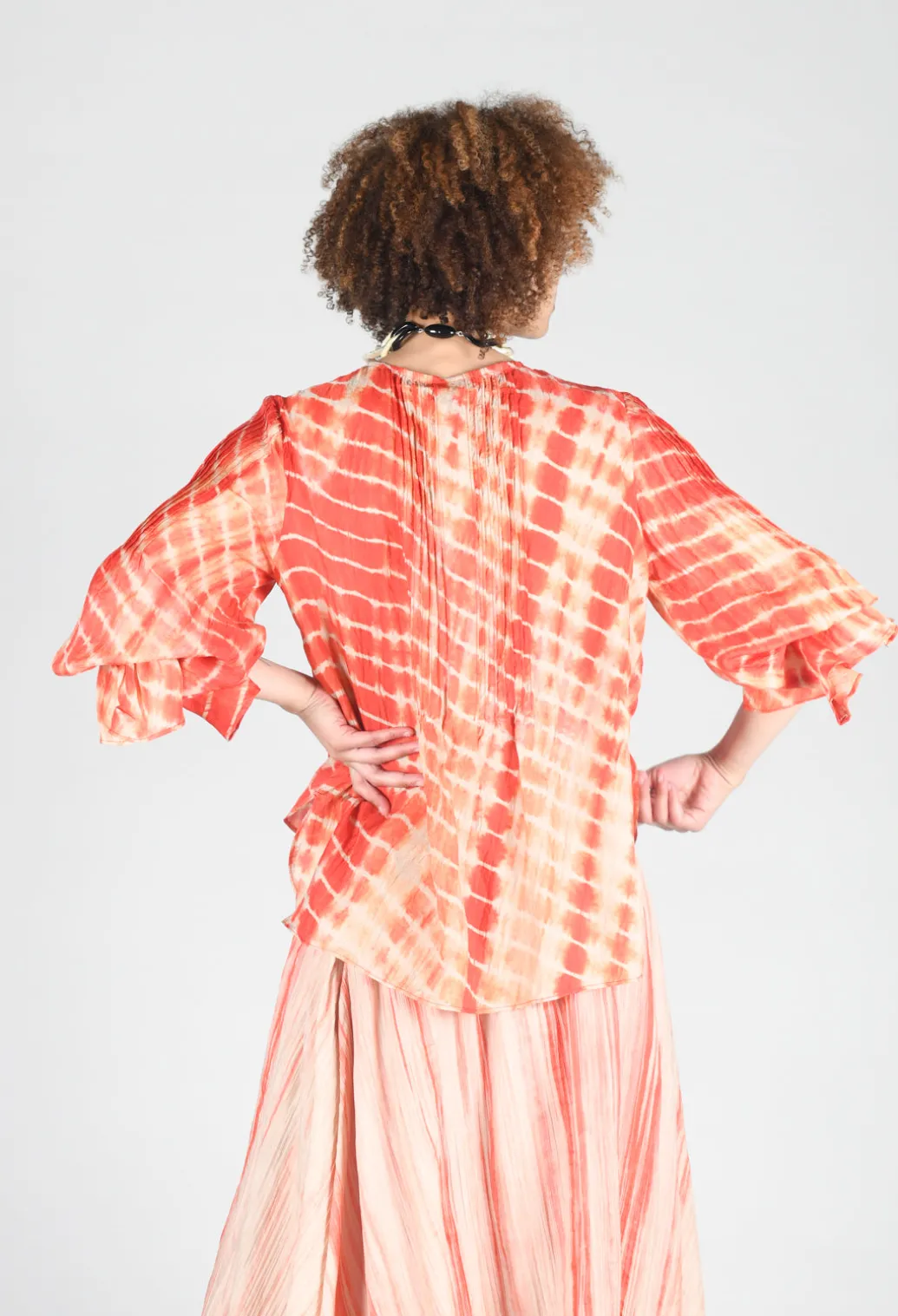 Tana Shirt in Coral and Cream